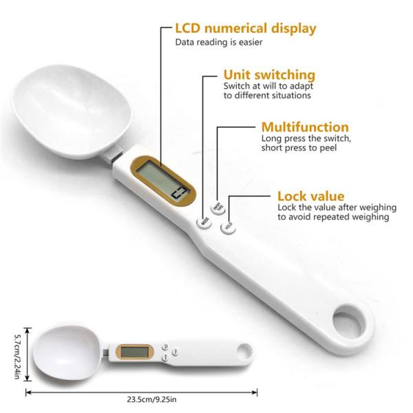 Veidt ROUND Design 500g/0.1g Digital Spoon Kitchen Measuring Spoon Precise Weight Measuring Function and Electronic Spoon