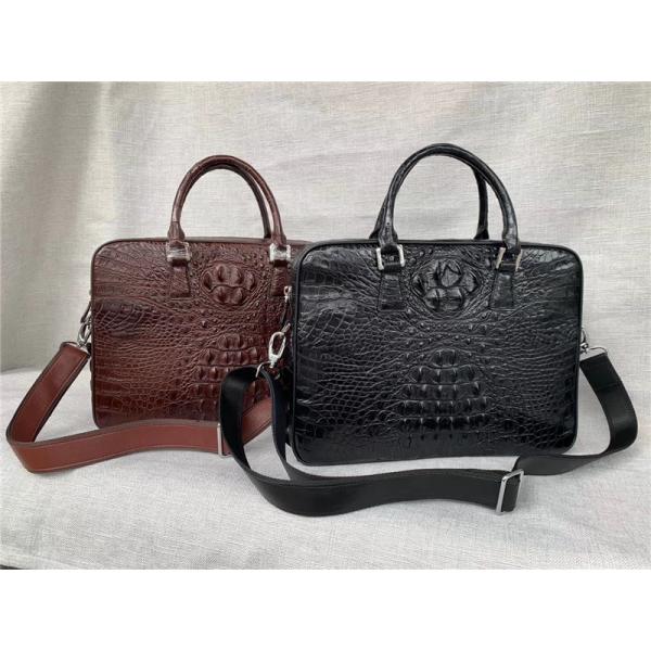 Exotic Real Crocodile Skin Zipper Closure Businessmen Laptop Briefcase Shoulder Bag Genuine Alligator Leather Male Purse