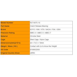 RCT4075-1S Radial Clutch Release Bearing / Angular Contact Ball Bearings