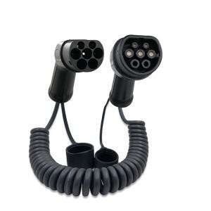Quality 22kW 32A Type 2 to Type 2 Spiral Coiled Cable EV Charging Cable for sale