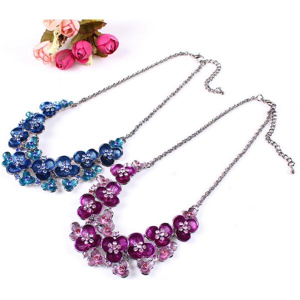 High-end European and American style drip rhinestone flower necklace jewelry sets