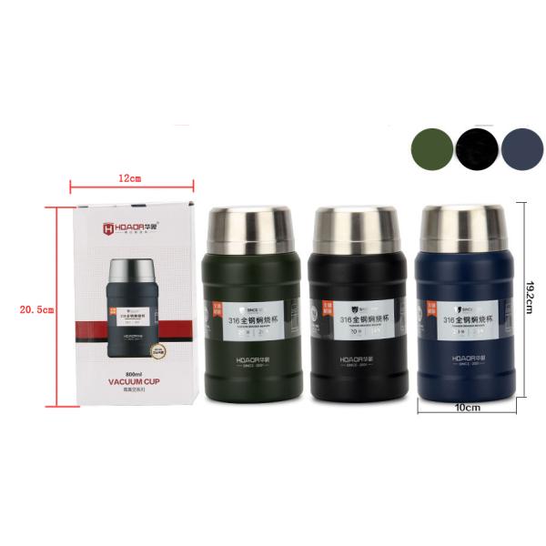 Double Wall Vacuum Insulated Food Container Pots Food Flask Warmer Thermos Food Jar Lunch Box 800ML