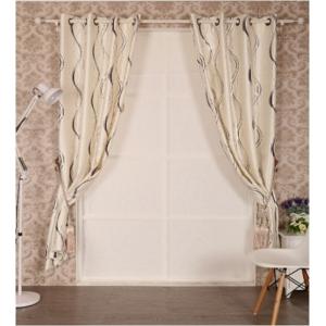 Embossed Black Out Window Curtain with Flocking