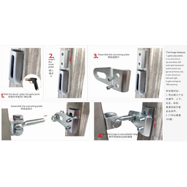 Heavy Duty 180 Degree Swing Gate Hinge Hardware Weld On 4 Ways Adjustable