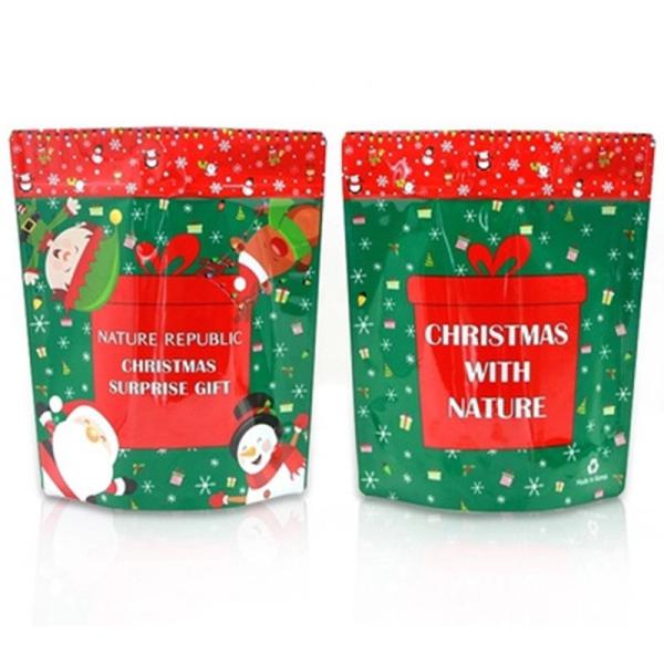 Buy Matte Transparent Plastic Christmas Stand Up Pouch Smell Proof Snack Packaging Bag at wholesale prices