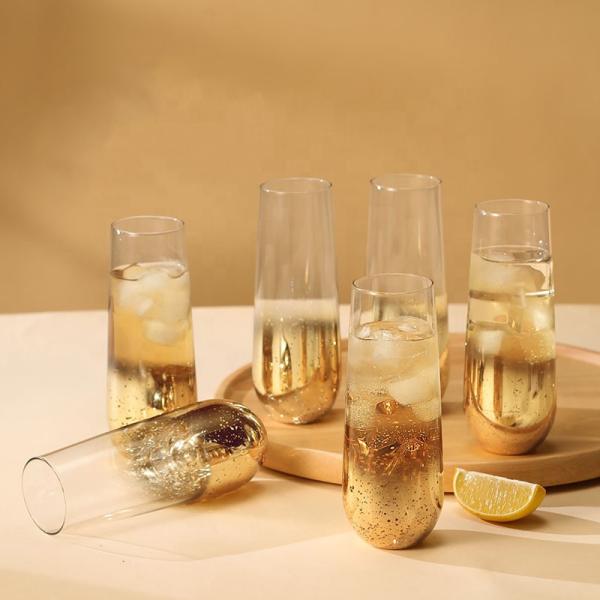 Buy Champagne Tall Thick Glass Drinking Glasses Set Multifunctional Nontoxic at wholesale prices