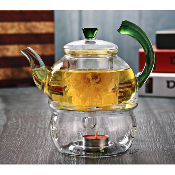 Smooth Surface Clear Glass Teapot Modern 600ml / 20oz Glass Kettle Teapot
