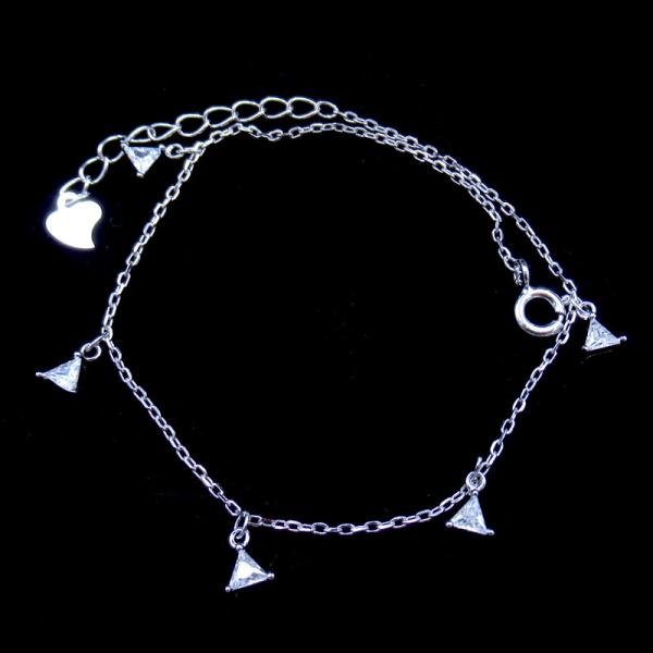 Buy Simple Engagement Charm Bracelet , Triangle Shape 925 Sterling Silver Jewelry at wholesale prices
