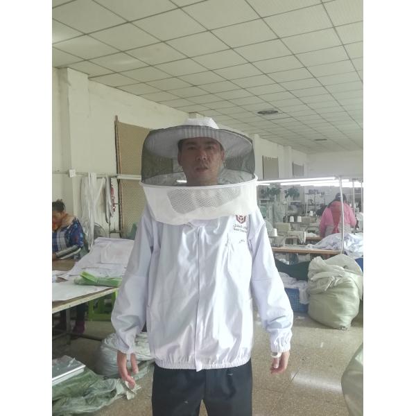 Round Veil White Bee Jacket with Round Hat of Beekeeping Protective Clothing