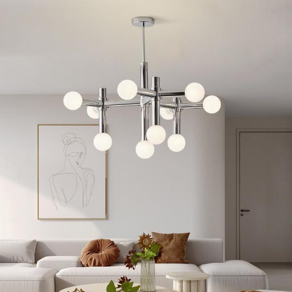 Modern Minimalist Art Glass Aluminum LED Pendant Light For Living Room Dining Room
