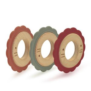 CPSIA Nuby Natural Wood Silicone Teether Ring FSC Customized