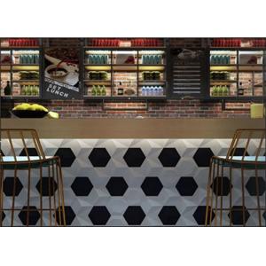 Moulding Surface Black And White Hexagon Tile Environment Friendly Material