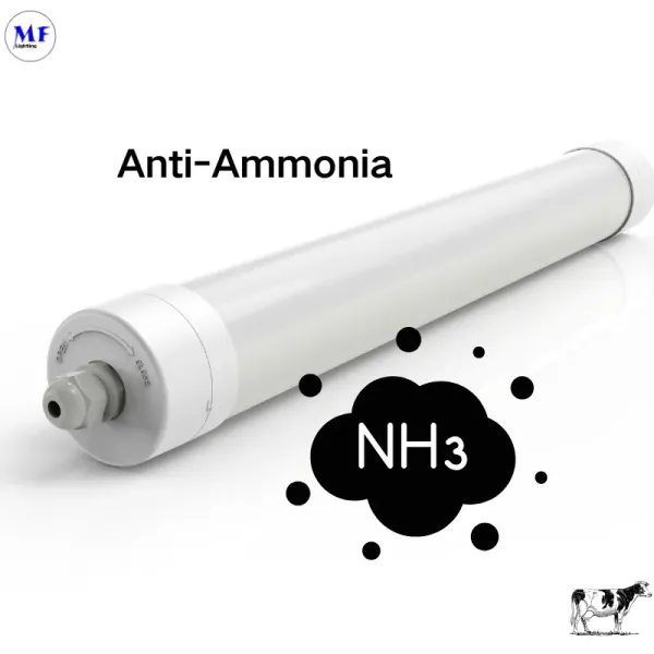 LED Tri-Proof Light Anti-Ammonia White Color Ik10 IP69K 0~10V Dim CCT Power Adjustable 170lm/W 1.6m for Diary Cow Sheep Farmyard Livestock