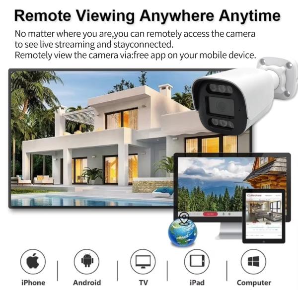 4-8 AHD Cameras, Full-color Night Vision HD 2MP Outdoor Safety Monitoring Camera