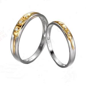 18K White Gold Yellow Gold Diamonds Wedding Couple Ring (GDR010)