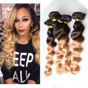 Quality 10&quot; - 26&quot; Brazilian Ombre Remy Human Hair Extensions Loose Wave 1B / 27 Blonde Hair for sale