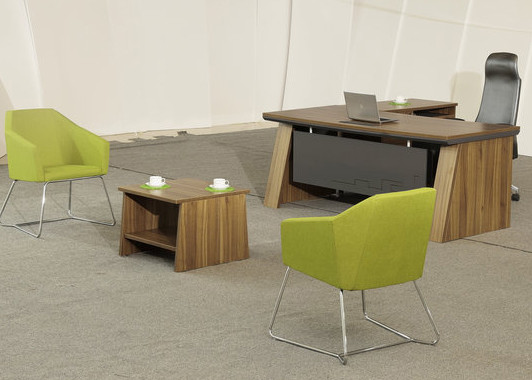 Manager L Shaped Office Desk Melamine Faced Particle Board Materials With Side