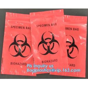 8"*10" BIOHAZARD PRINTED SPECIMEN BAGS with tear off line, 3-wall Biohazard