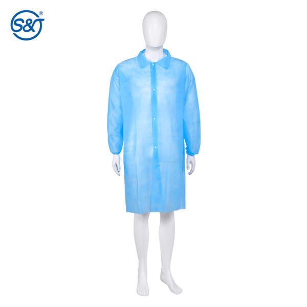 S&J Supplier price antistatic lab coat cleanroom PP blue disposable lab coats