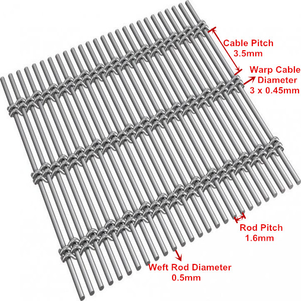 Rods / Cable Architectural Metal Mesh Screens , Decorative Metal Mesh Sheets