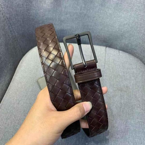 Mens Black Brown Leather Braided Belt ISO9001 Anti Abrasion Tearproof