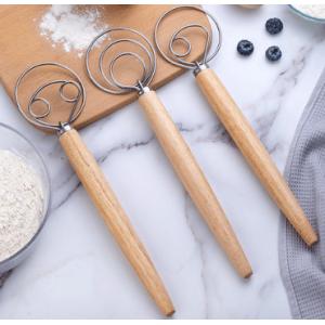 Dough Whisk with Stainless Steel Ring & Wooden Whisk For Bread Baking Tool