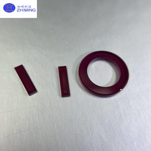 Red Sapphire Crystal Work Piece Component Hardness 9 Mohs Anti Scratching