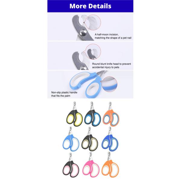 Cat Nail Clipper With Non Slip Handle Custom Color Stainless Steel Cat Trimmer