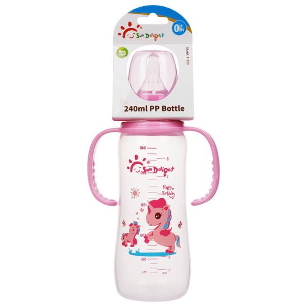 Buy PP Double Handle 8oz 240ml Newborn Baby Milk Bottle at wholesale prices