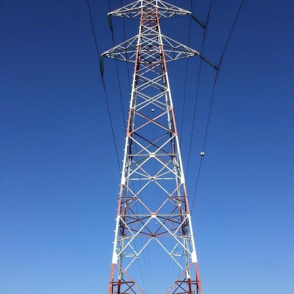 110 Kv Tower Galvanized Flanged Big Power Line Towers Single Tube Transmission