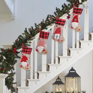 Christmas Stockings Unique 3D Gnomes Stockings Santa Claus Fireplace Hanging