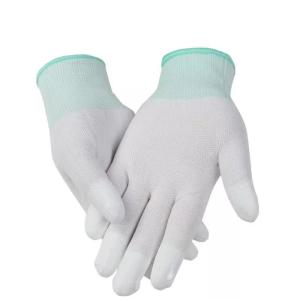 PU Electronic Work Anti Static Esd Glove With PVC Dot Coated