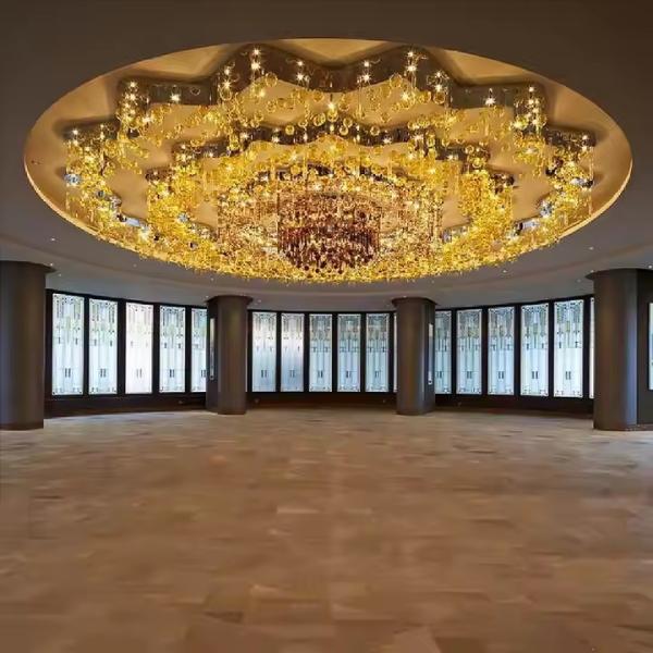 Home Luster Round Gold Lamp Kitchen Stair Hotel Large Living Room Ceiling Led Luxury Crystal Modern Pendant Lights Chandeliers