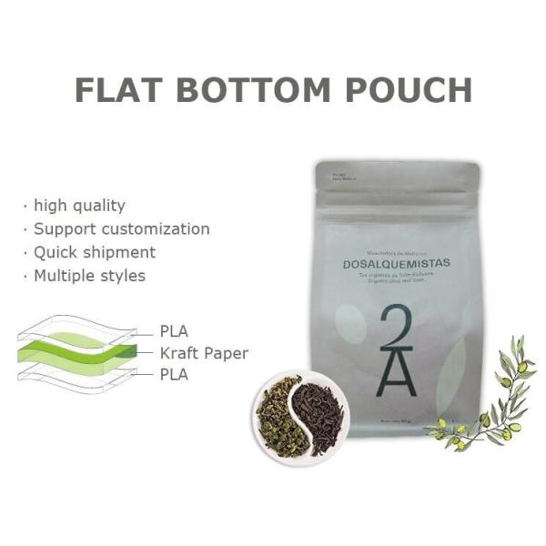 Bagease Custom Printed Biodegradable Compostable Pla Kraft Paper Flat Bottom