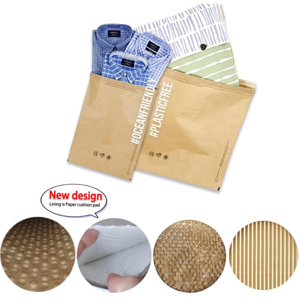 Buy FSC Kraft Paper Honeycomb Padded Mailer For Apparel Shipping at wholesale prices