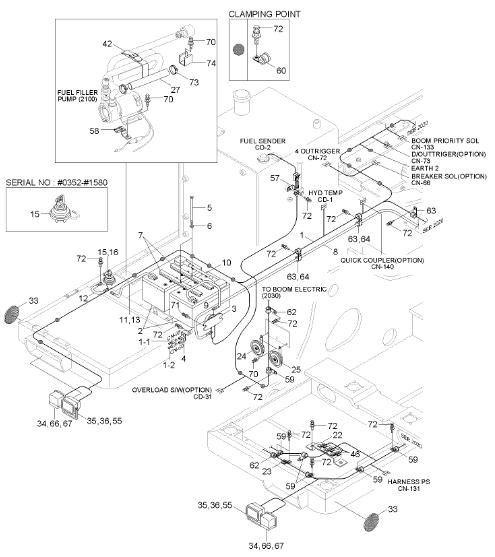 21EK-10351 21EK-10350 21EK10351 Lamp Flasher Position For Hyundai Excavator Parts
