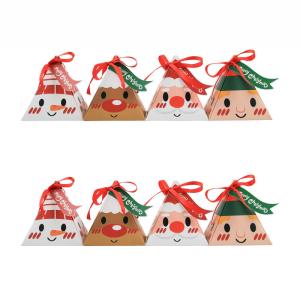 China Santa Claus Triangular Pyramid Biodegradable Paper Food Packaging Sweety Box on sale