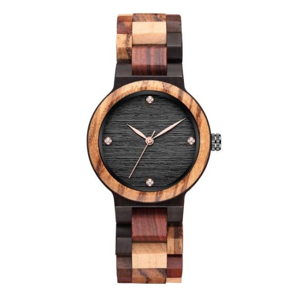 1.65 Inch Wooden Wrist Watch 3BAR Quartz Female Wooden Dial Blue White