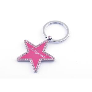 Star Engraved Metal Keychains Engraved Metal Keyrings With Small Diamond