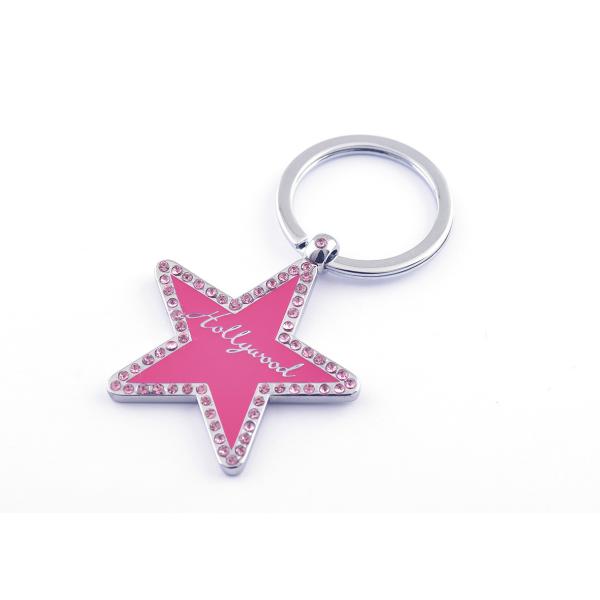 Buy Star Engraved Metal Keychains Engraved Metal Keyrings With Small Diamond at wholesale prices