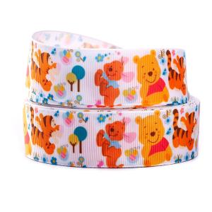 Wholesale Custom Logo 1 Inch Black Polyester Grosgrain Printed Ribbon