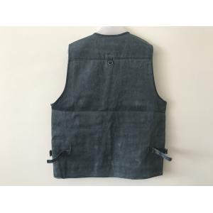 Mens classic vest in 100% polyester washed fabric, washed blue color, S-3XL