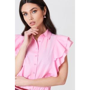 Lady Clothing Pink Frill Women Shirt