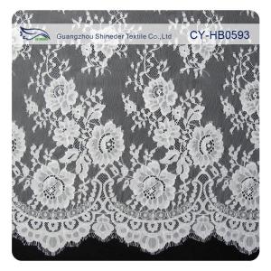 China Chantily Nylon Lace Fabric For Wedding Dresses , Scalloped Floral Lace Fabric on sale