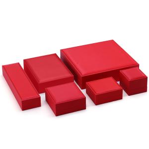 Custom Brand Red Faux Leather Jewelry Box Luxury Jeweller Packaging Box