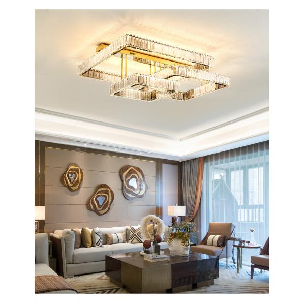 Luxury Living Room Smart Led Chandelier Modern Hall Glossy K9 Crystal Ceiling Chandelier(WH-CA-104)