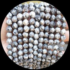 Faceted Multi Color Howlite Map Stone Loose Strand Gemstone Beads for DIY