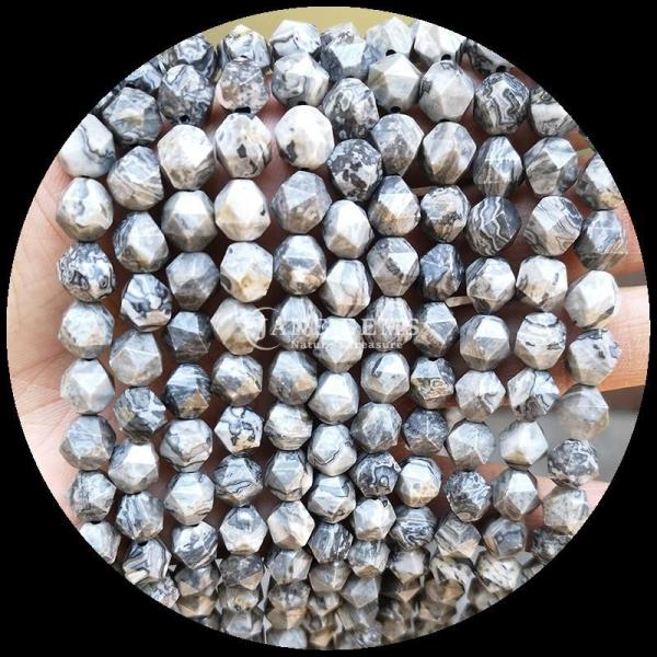 Faceted Multi Color Howlite Map Stone Loose Strand Gemstone Beads for DIY Jewelry