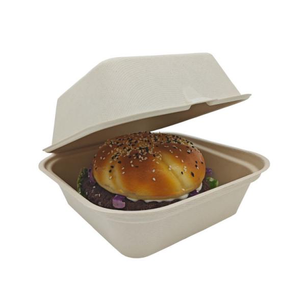 Buy Eco-friendly Customized Size Biodegradable Sugarcane Corn Bagasse Clam Box Fast Food Hamburger Box at wholesale prices