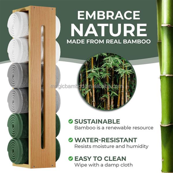 Wooden Bamboo Bathroom Storage Rack Towel Shelf Eco Friendly
